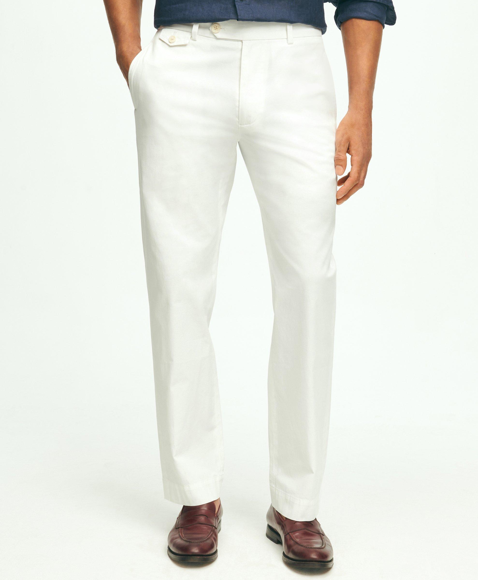 Brooks Brothers Clark Straight-fit Stretch Supima Cotton Poplin Chino Pants | White | Size 30 30