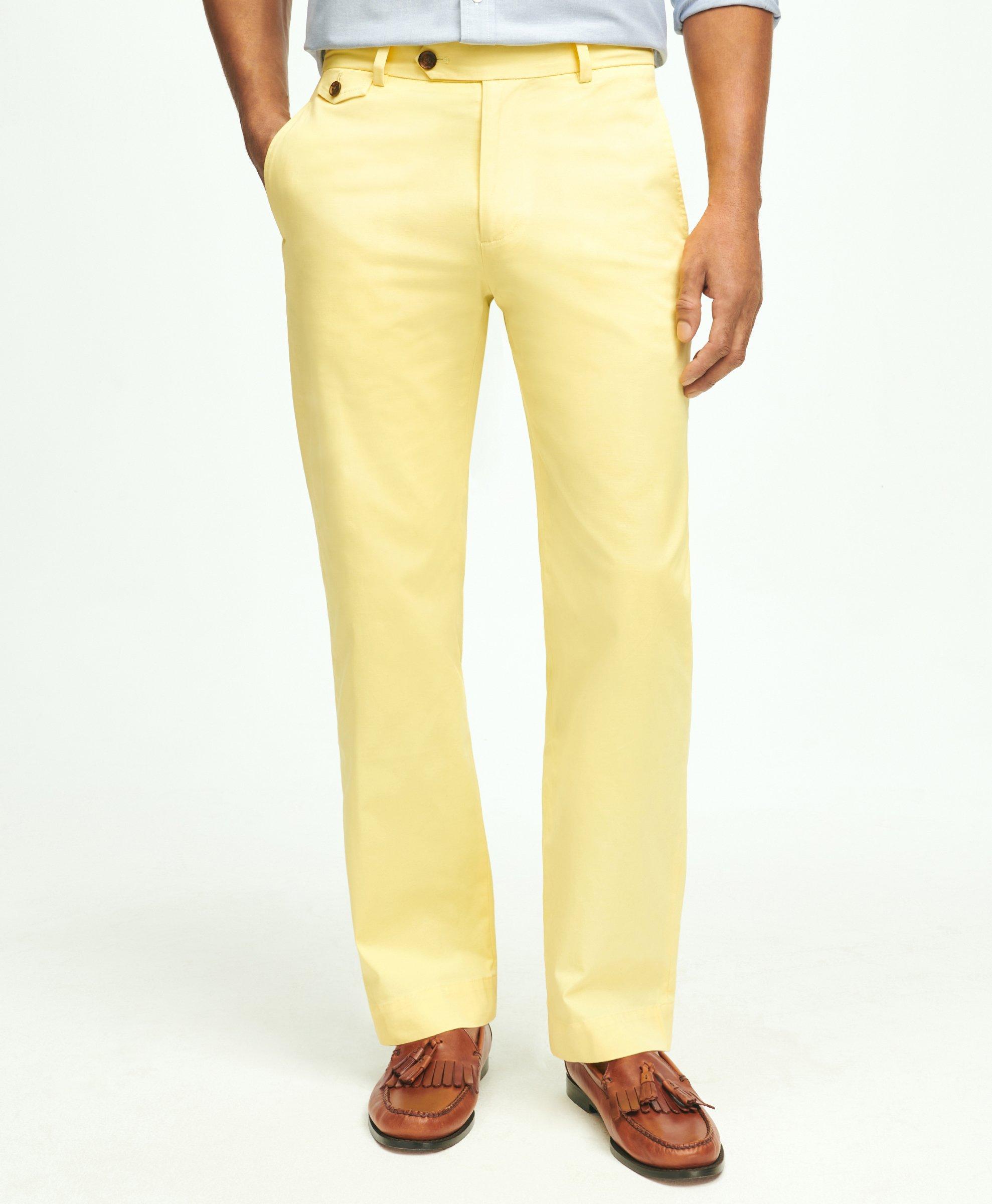 Brooks Brothers Clark Straight-fit Stretch Supima Cotton Poplin Chino Pants | Yellow | Size 32 32