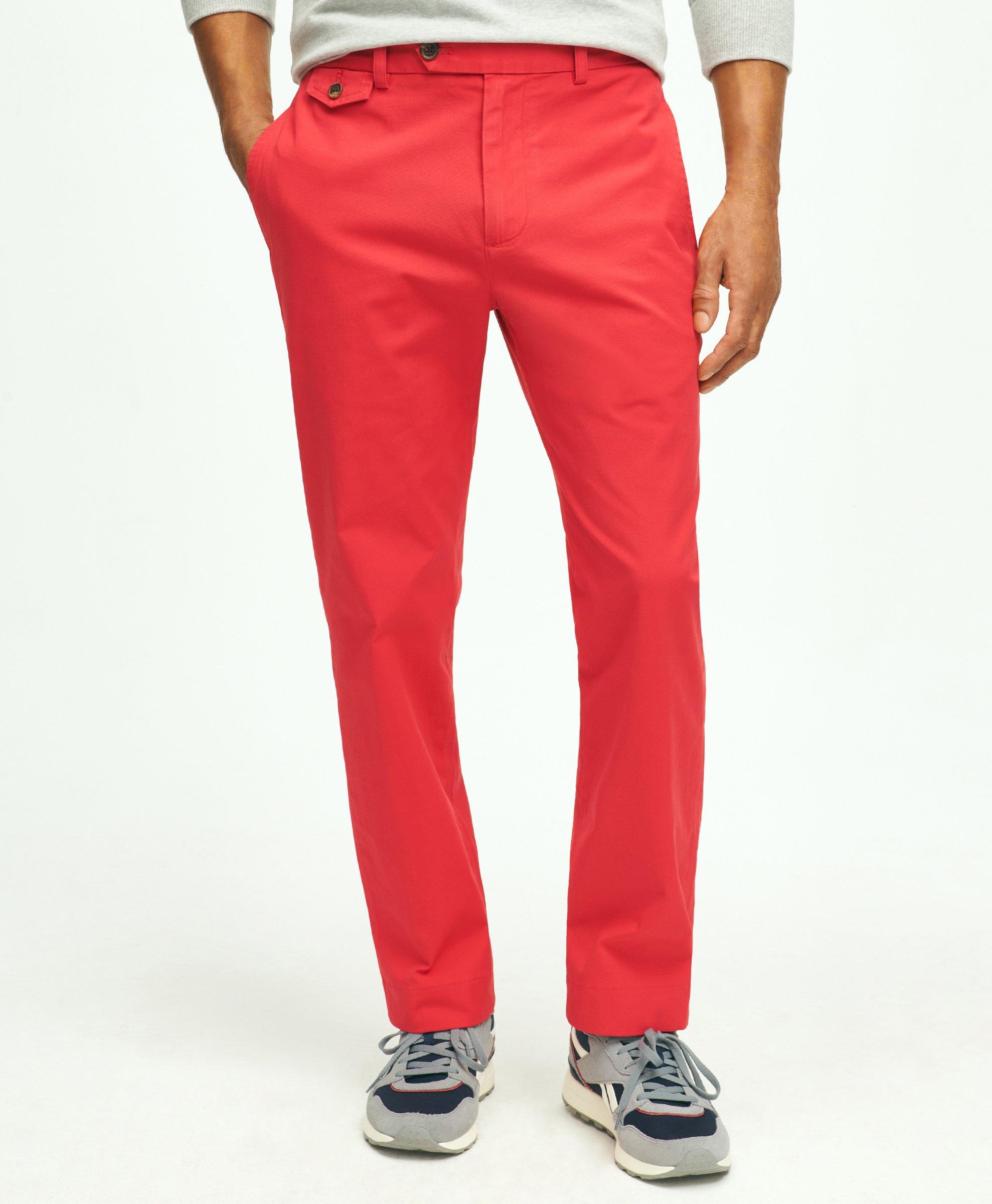 Brooks Brothers Milano Slim-fit Stretch Supima Cotton Washed Chino Pants | Red | Size 34 32