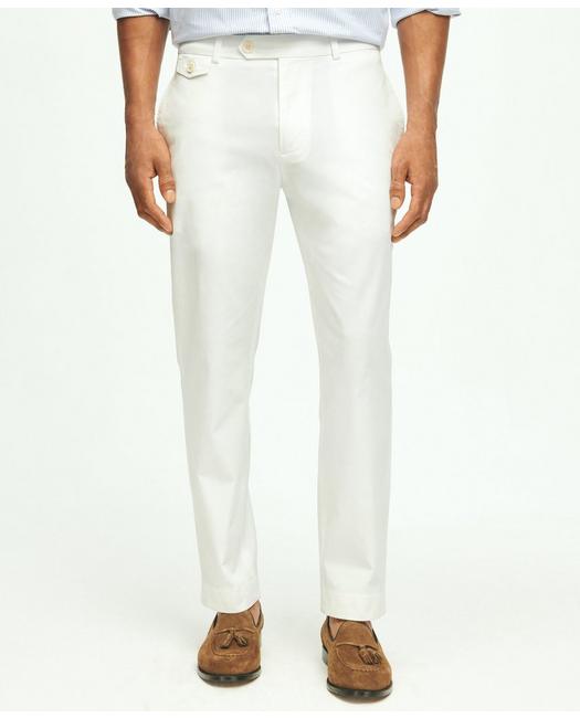 Brooks Brothers Milano Slim-fit Stretch Supima Cotton Washed Chino Pants | White | Size 34 32