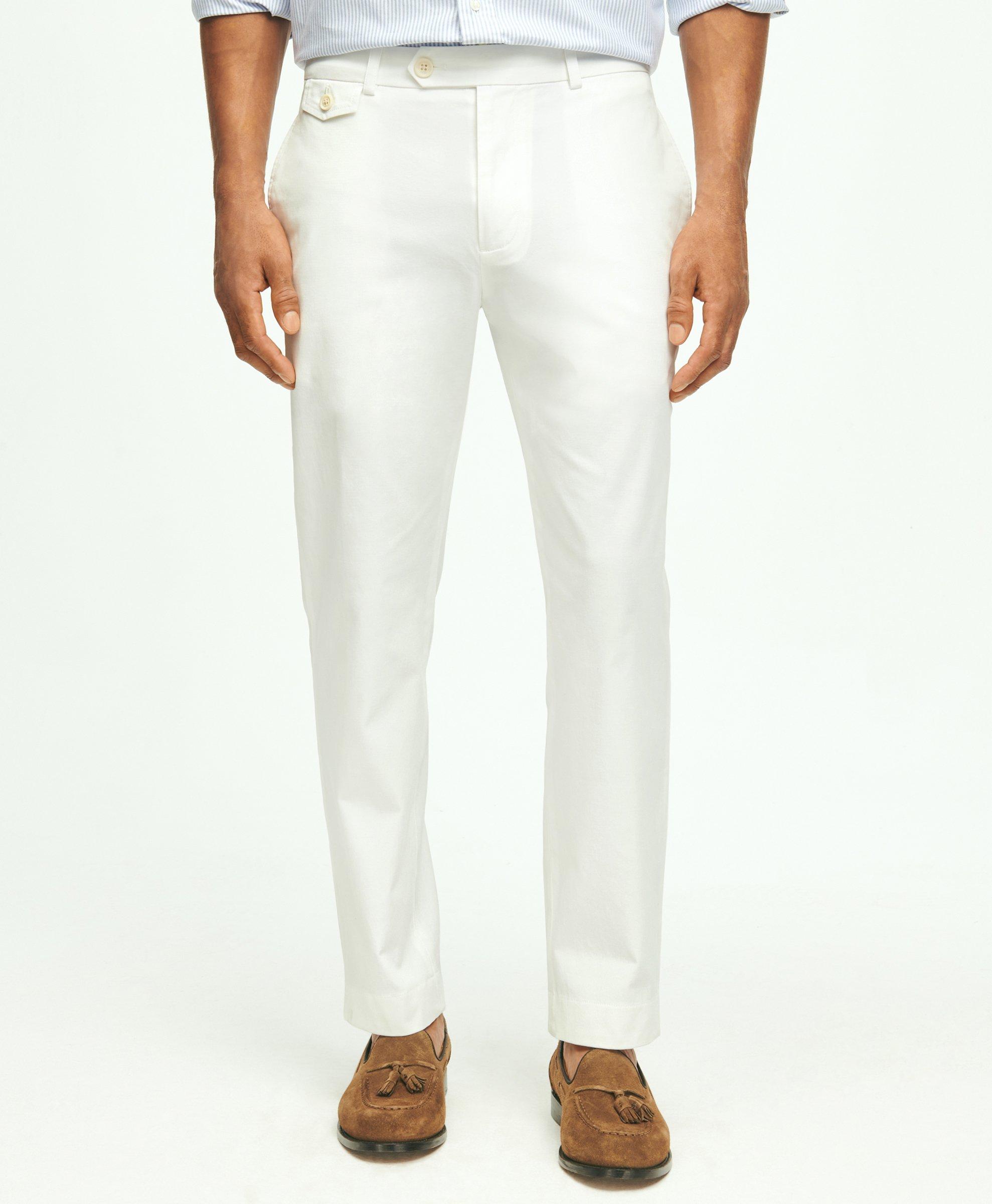 Brooks Brothers Milano Slim-fit Stretch Supima Cotton Washed Chino Pants | White | Size 30 32