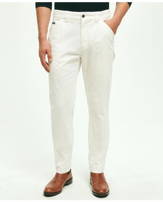 Brooks Brothers Slim Fit Stretch Cotton Corduroy Carpenter Pants | White | Size 28 32