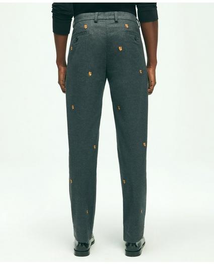 Stretch Cotton Shield Embroidered Flannel Pants