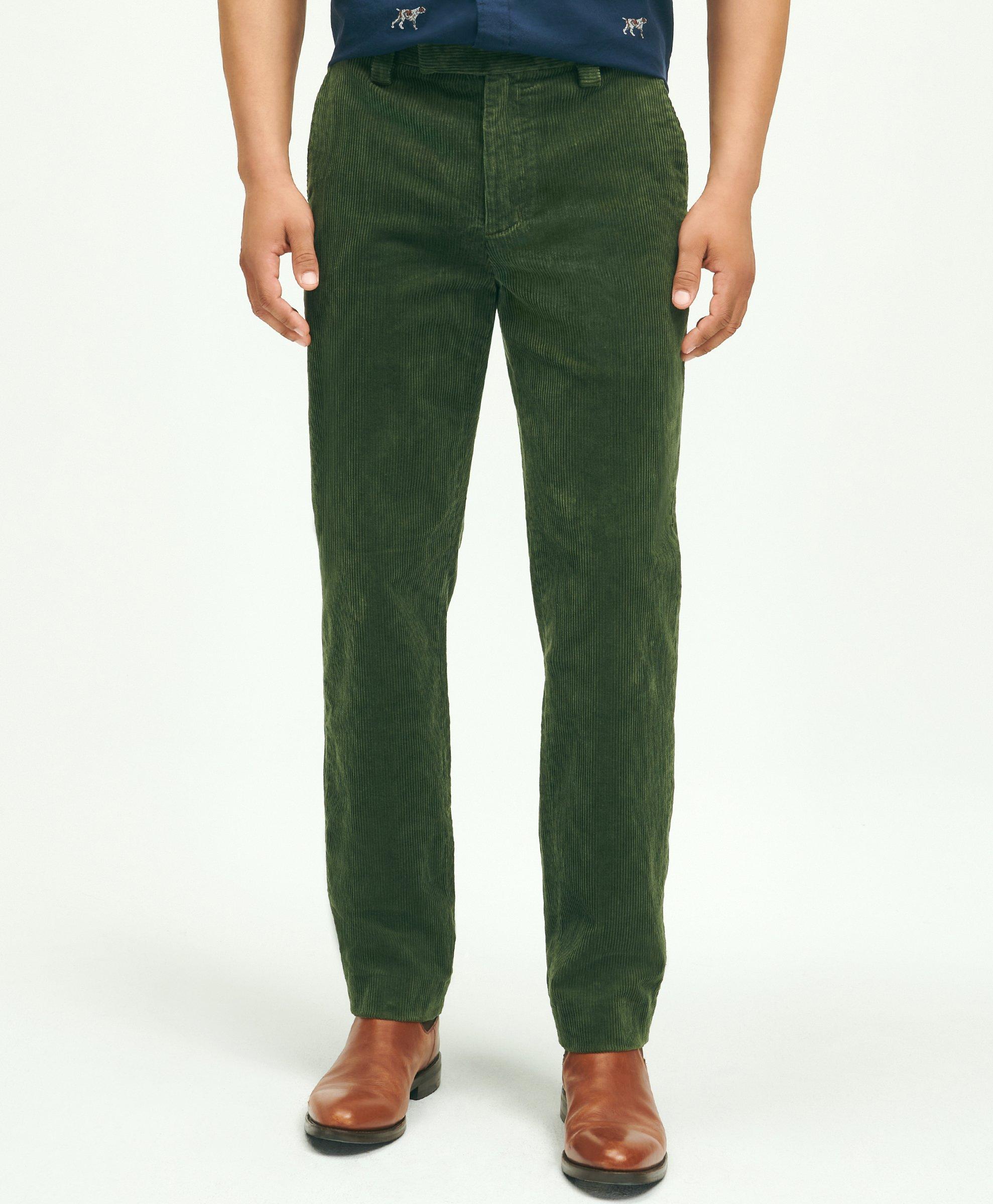 Brooks Brothers Slim Fit Cotton Wide-wale Corduroy Pants | Dark Green | Size 40 30