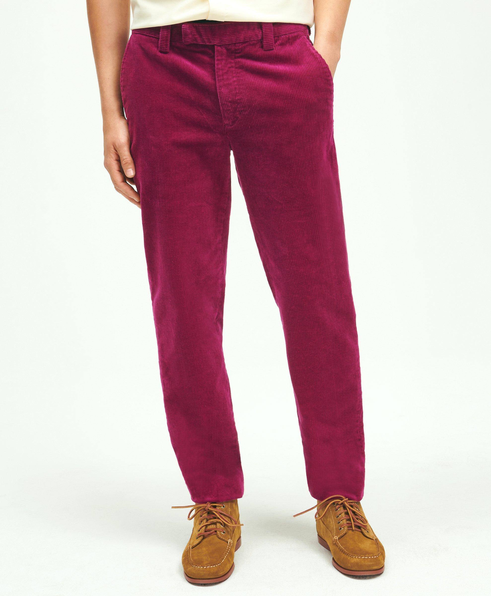Brooks Brothers Slim Fit Cotton Wide-wale Corduroy Pants | Dark Purple | Size 40 30 In Dark Purple