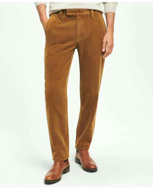 Shop Brooks Brothers Slim Fit Cotton Wide-wale Corduroy Pants | Medium Brown | Size 40 30