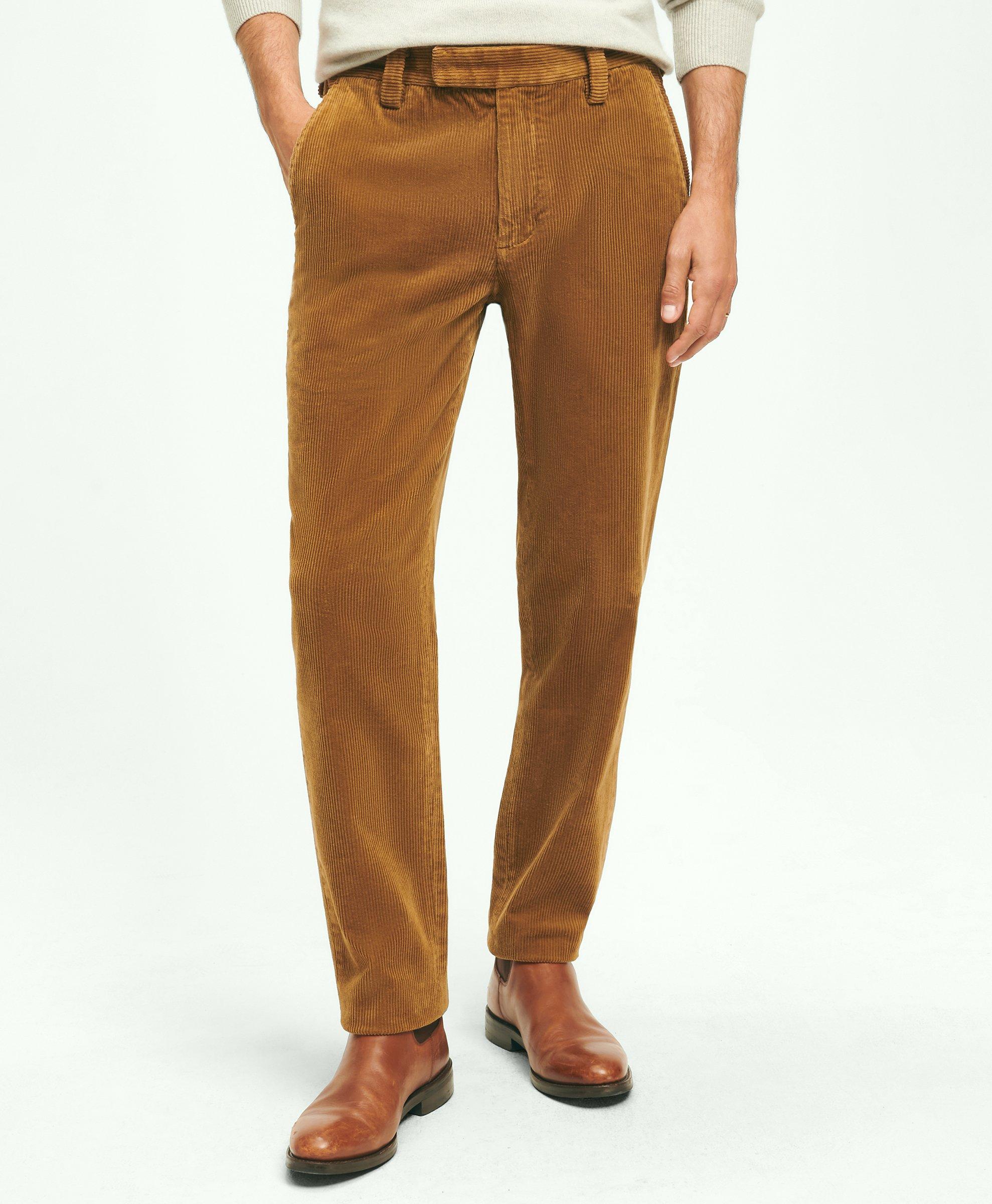 Brooks Brothers Slim Fit Cotton Wide-wale Corduroy Pants In Medium Brown