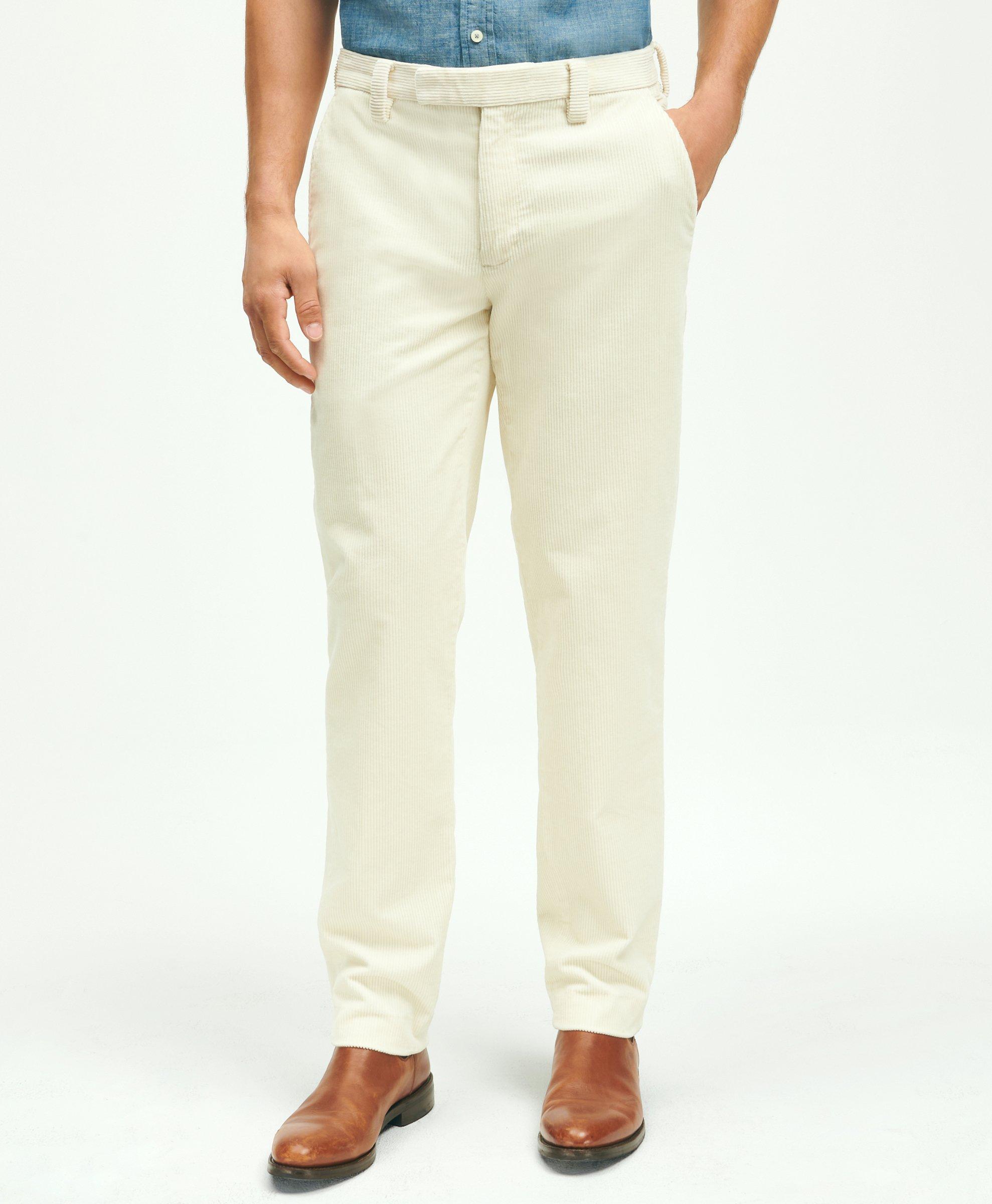 Brooks Brothers Slim Fit Cotton Wide-wale Corduroy Pants In Natural