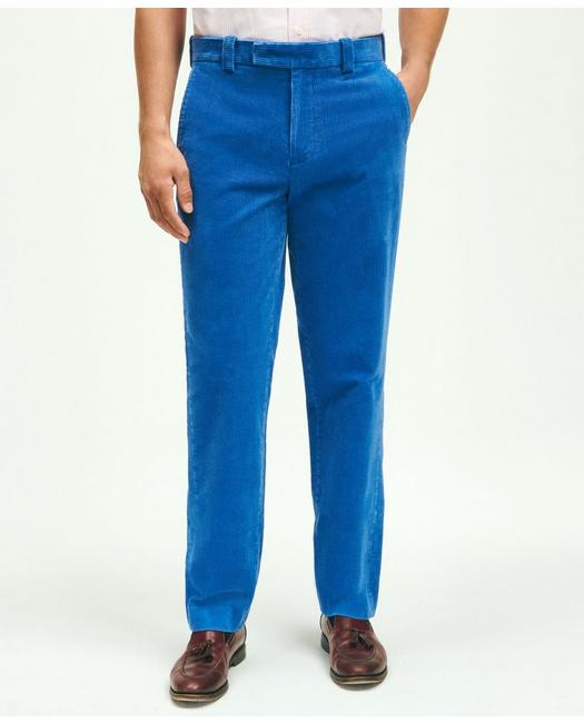 Brooks Brothers Regular Fit Cotton Wide-wale Corduroy Pants | Blue | Size 40 30