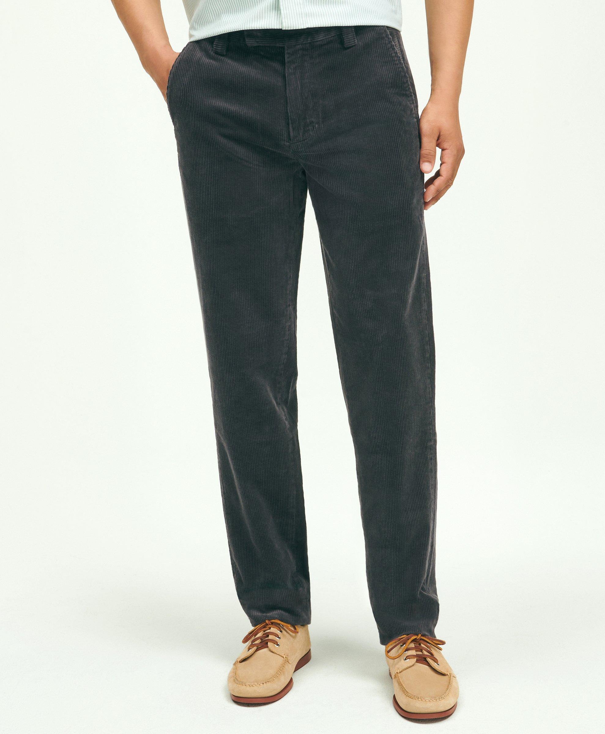 Brooks Brothers Regular Fit Cotton Wide-wale Corduroy Pants | Charcoal | Size 33 32