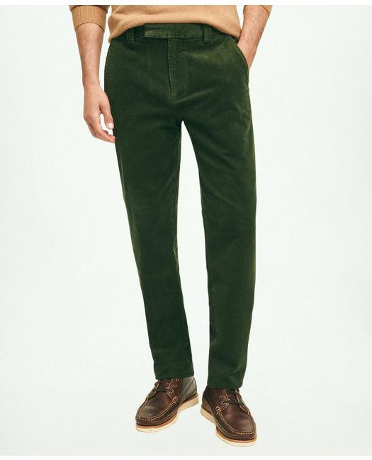Shop Brooks Brothers Regular Fit Cotton Wide-wale Corduroy Pants | Dark Green | Size 36 32
