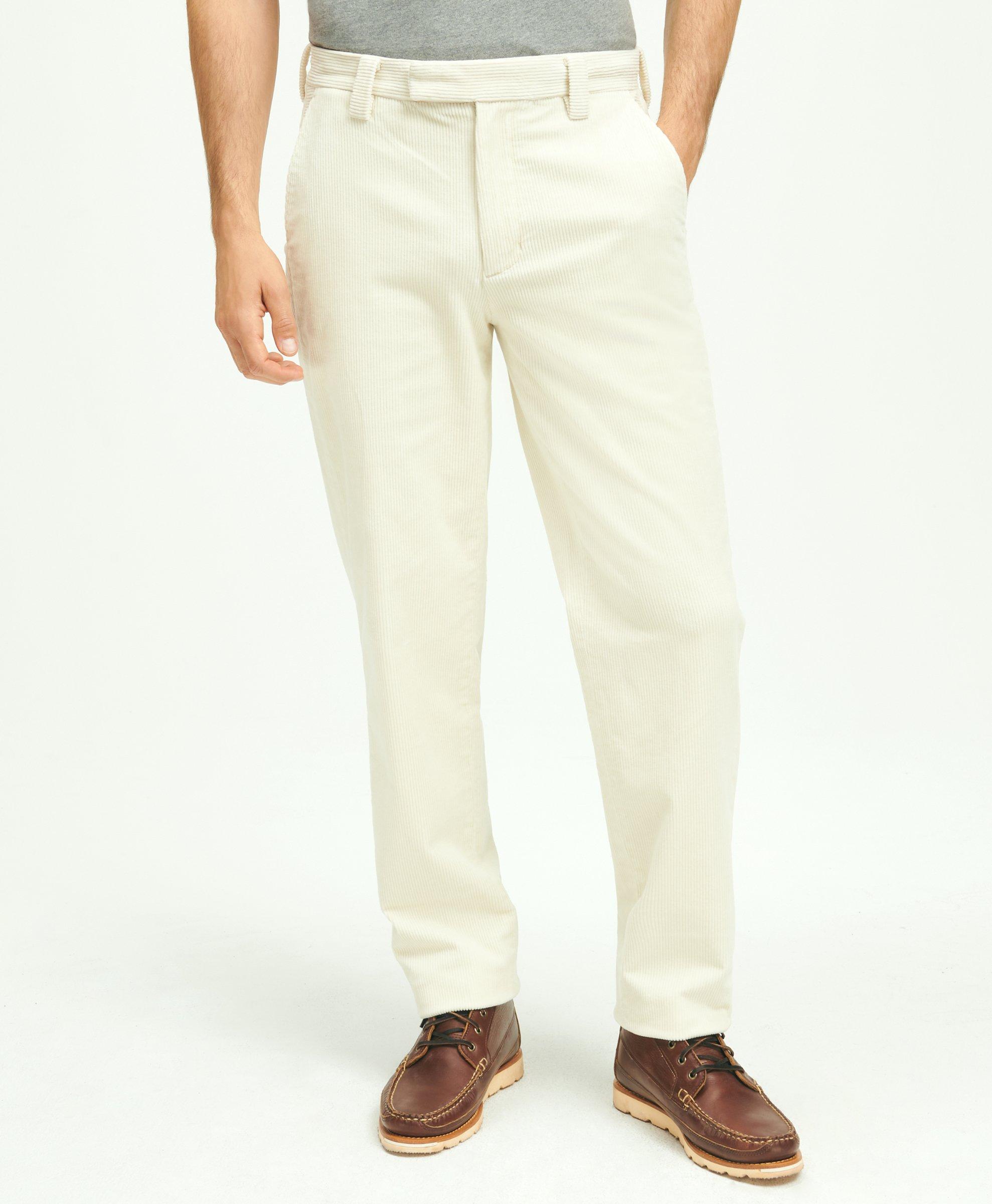 Brooks Brothers Regular Fit Cotton Wide-wale Corduroy Pants | Natural | Size 34 32