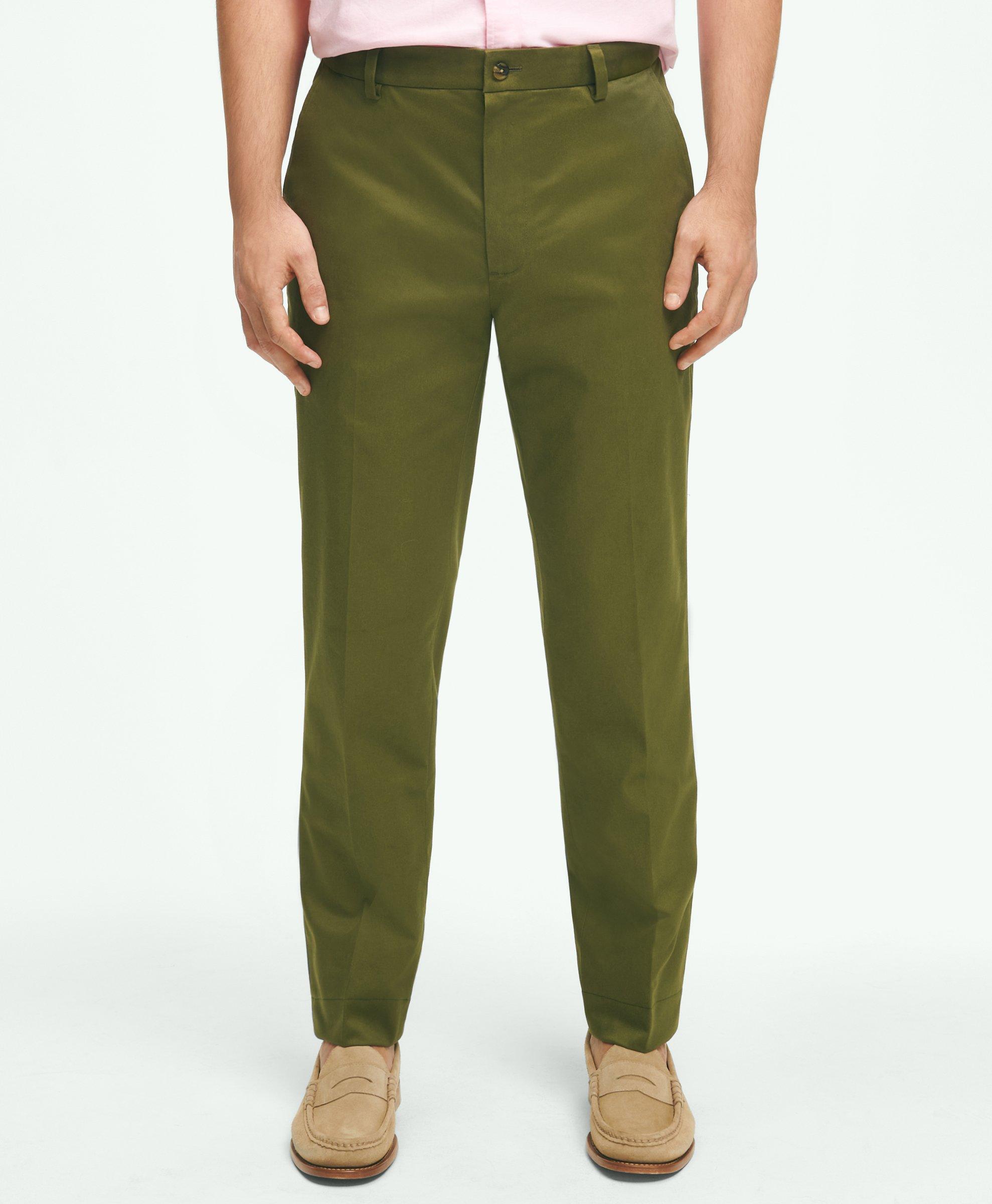 Lightweight Crisp Twill Green Chino Pants