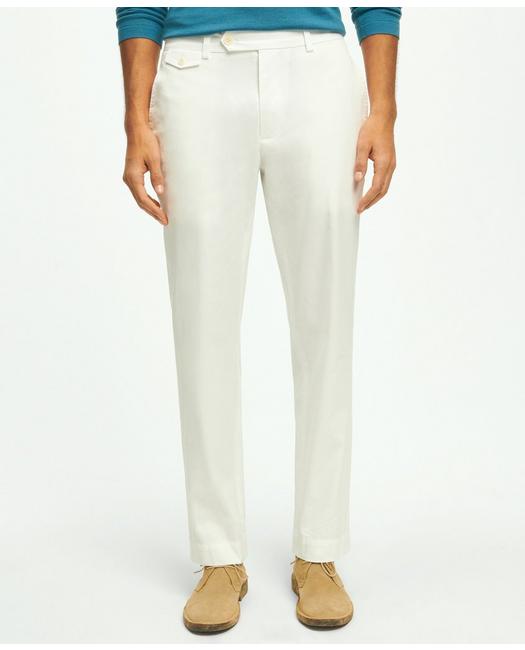 Shop Brooks Brothers Regular Fit Cotton Canvas Poplin Chinos In Supima Cotton Pants | White | Size 38 30