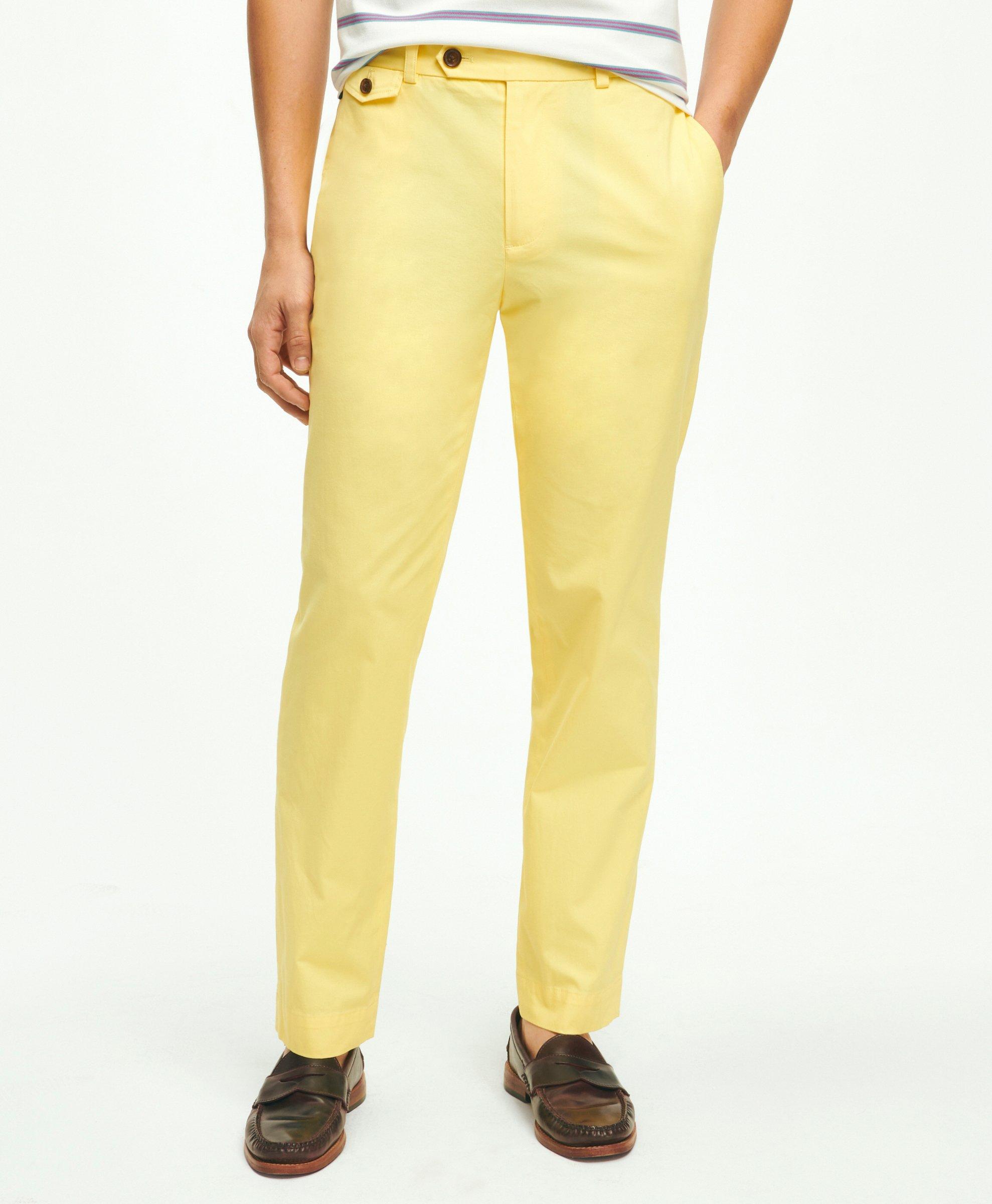 Shop Brooks Brothers Slim Fit Canvas Poplin Chinos In Supima Cotton Pants | Yellow | Size 35 32