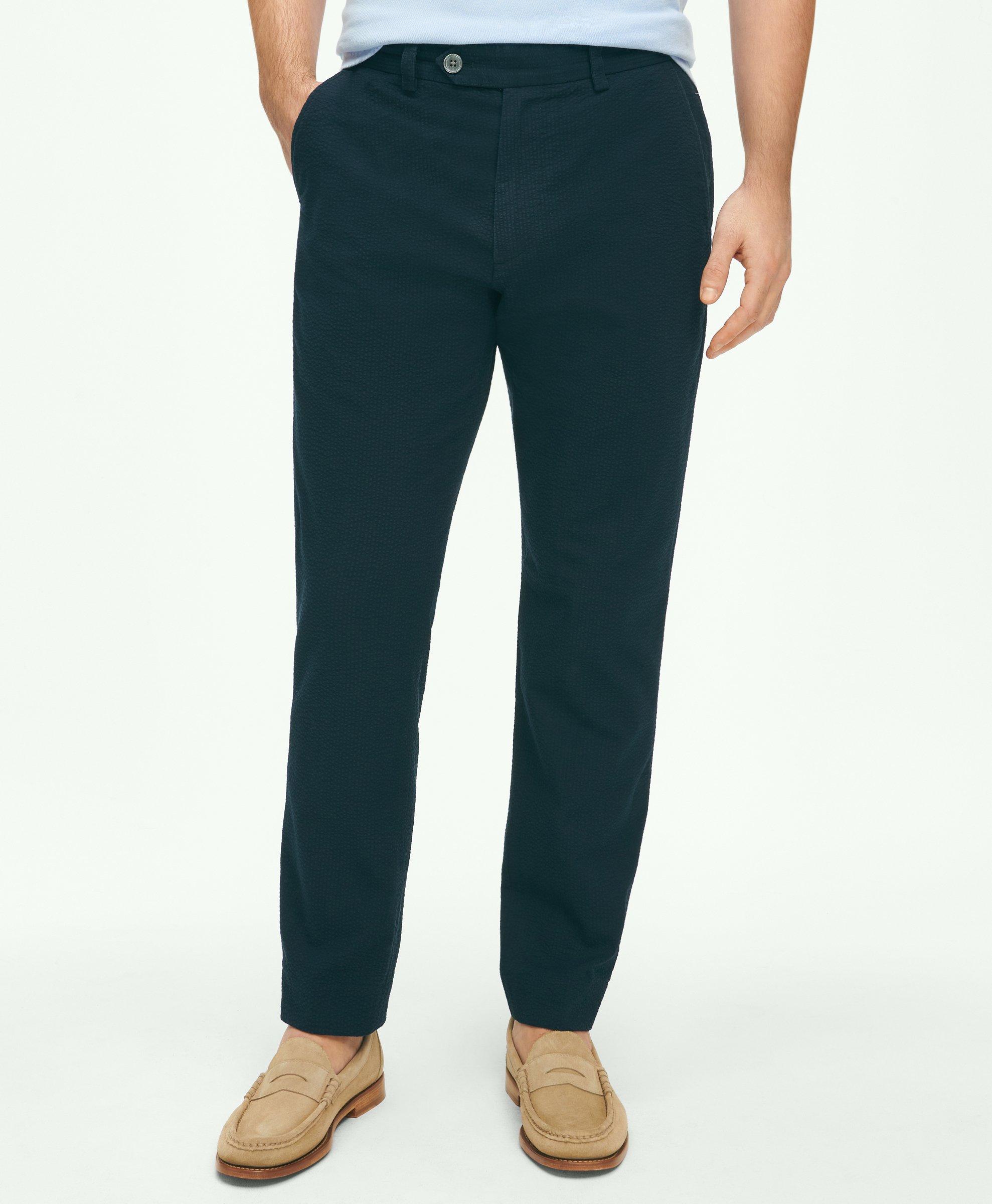 Slim Fit Cotton Seersucker Pants