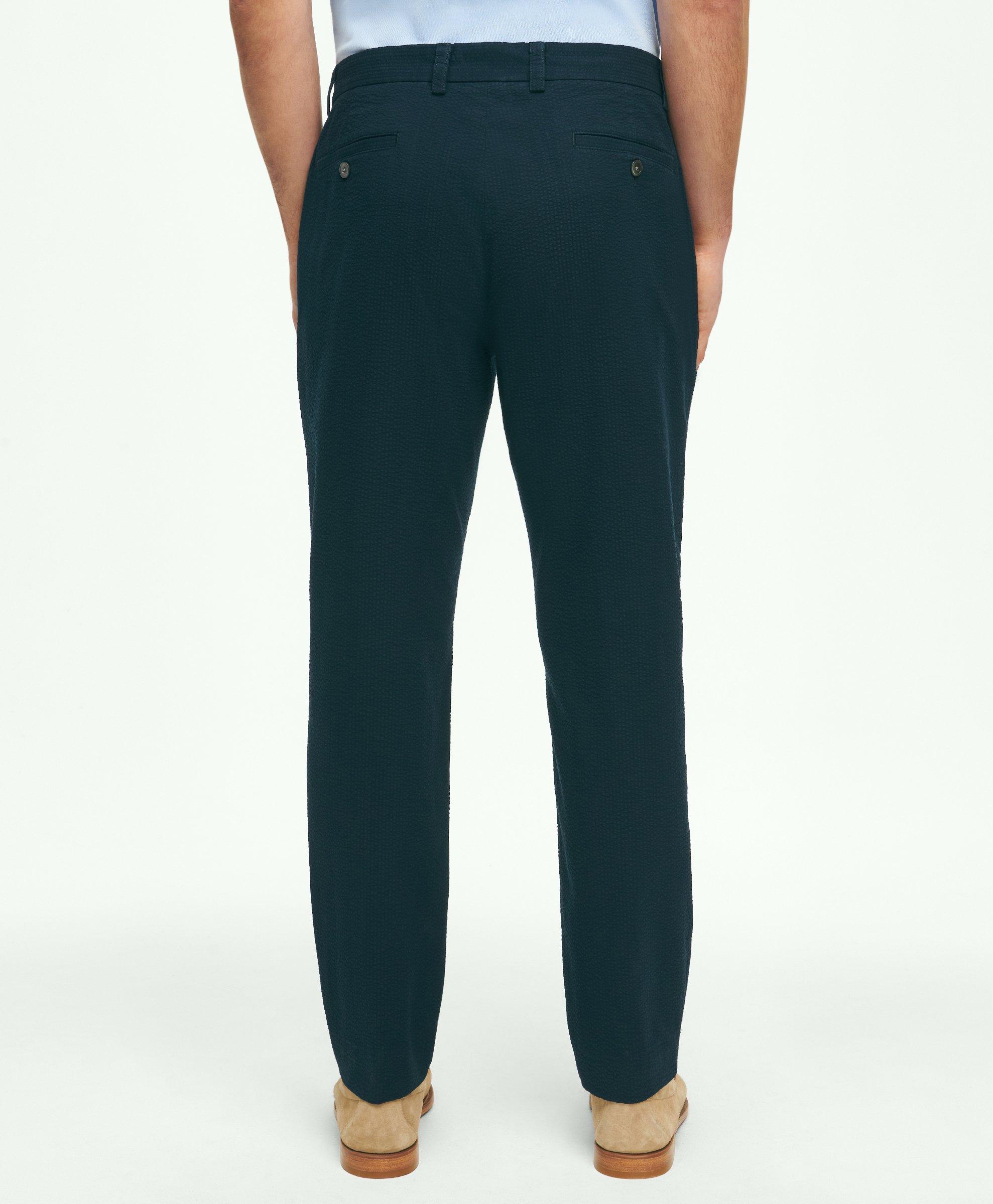 Slim Fit Cotton Seersucker Pants