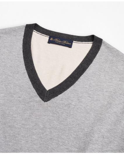 Silk and Cotton Color-Block V-Neck Sweater