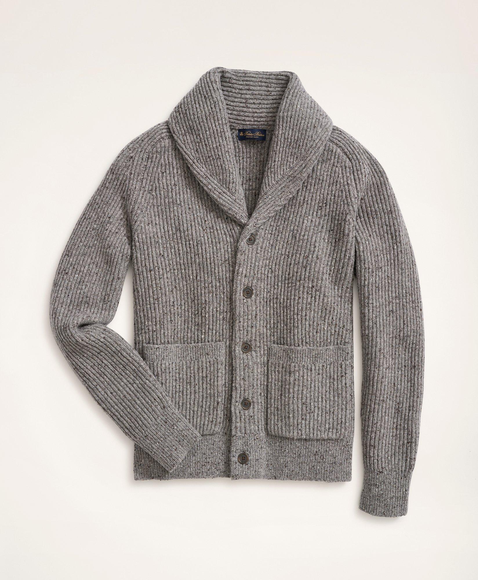 Brooks Brothers Merino Shawl Collar Cardigan | Grey | Size Large