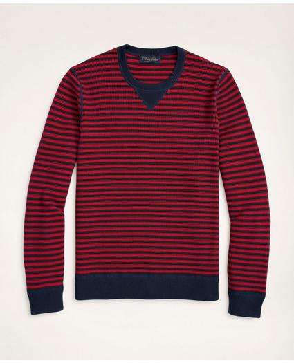Striped Cotton Pique Crewneck Sweater