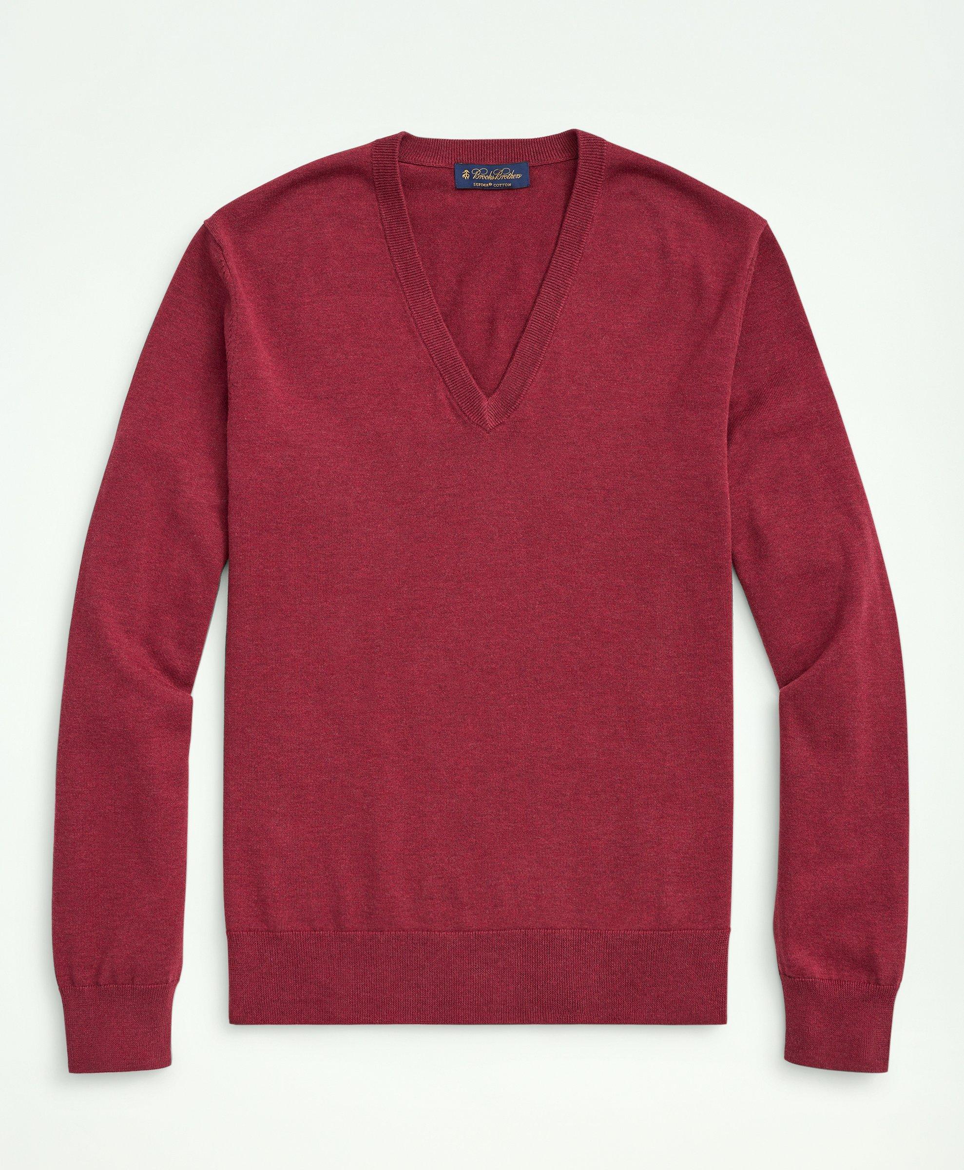 Brooks Brothers Supima Cotton V-neck Sweater | Burgundy | Size Medium