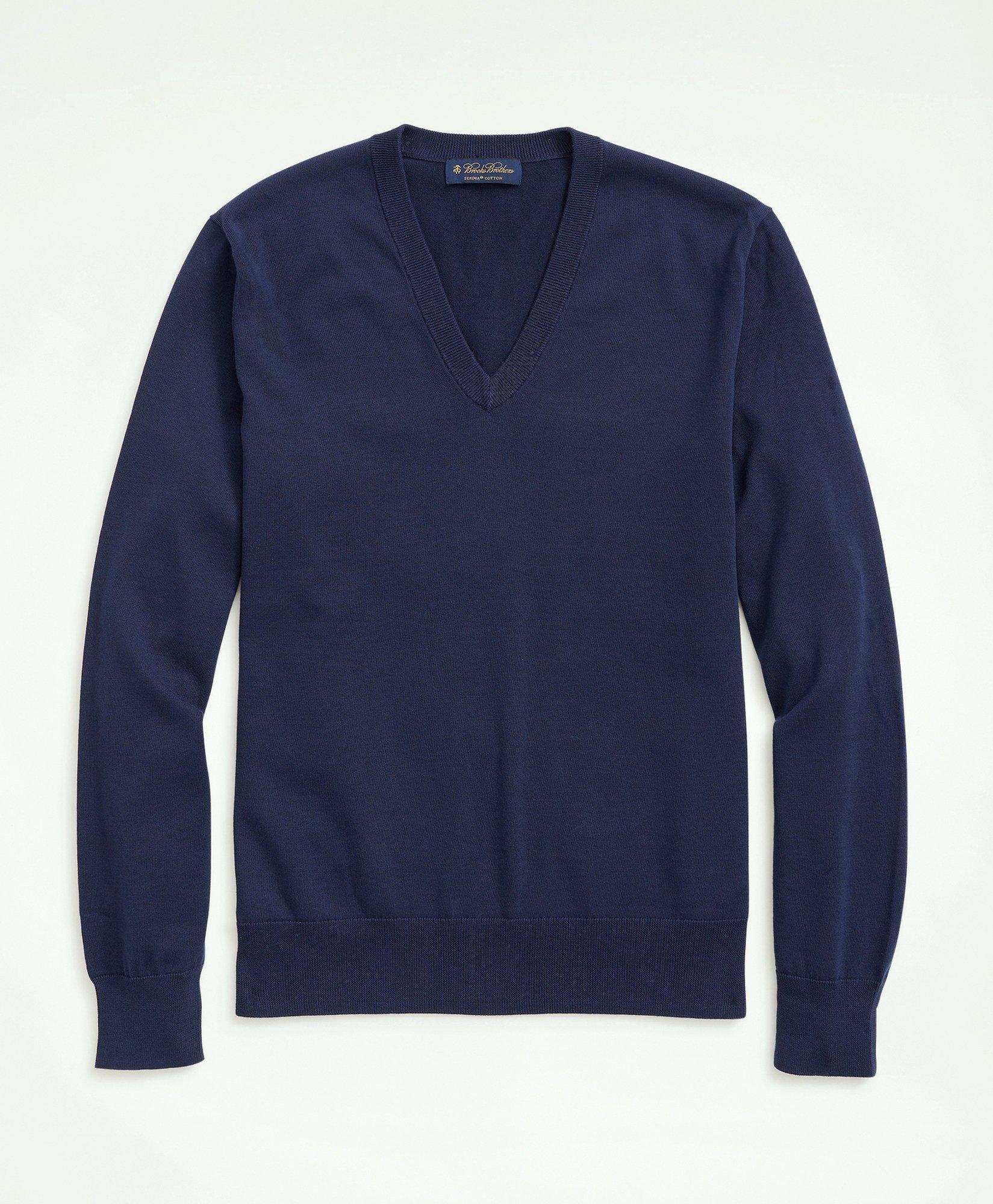 Brooks Brothers Supima Cotton V-neck Sweater | Navy | Size 2xl