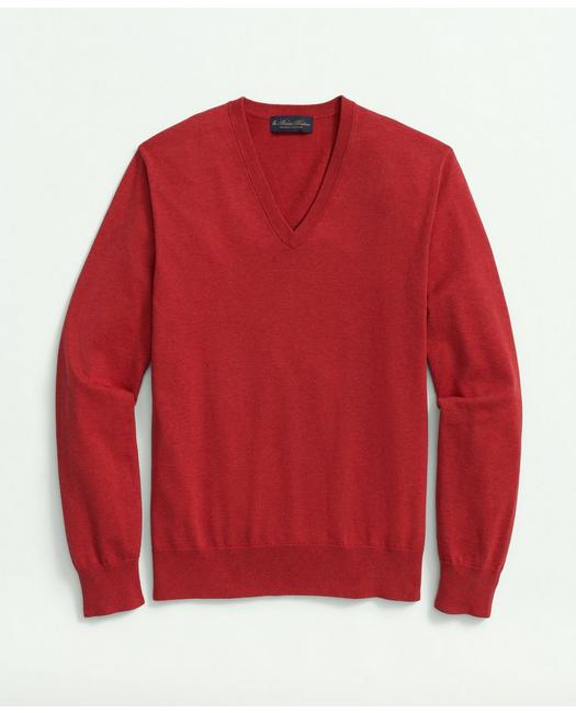 Brooks Brothers Supima Cotton V-neck Sweater | Red | Size Xl