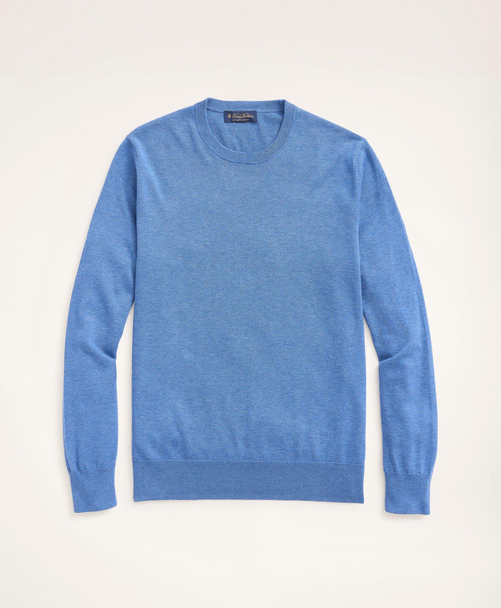 Brooks Brothers Supima Cotton Crewneck Sweater In Blue Heather