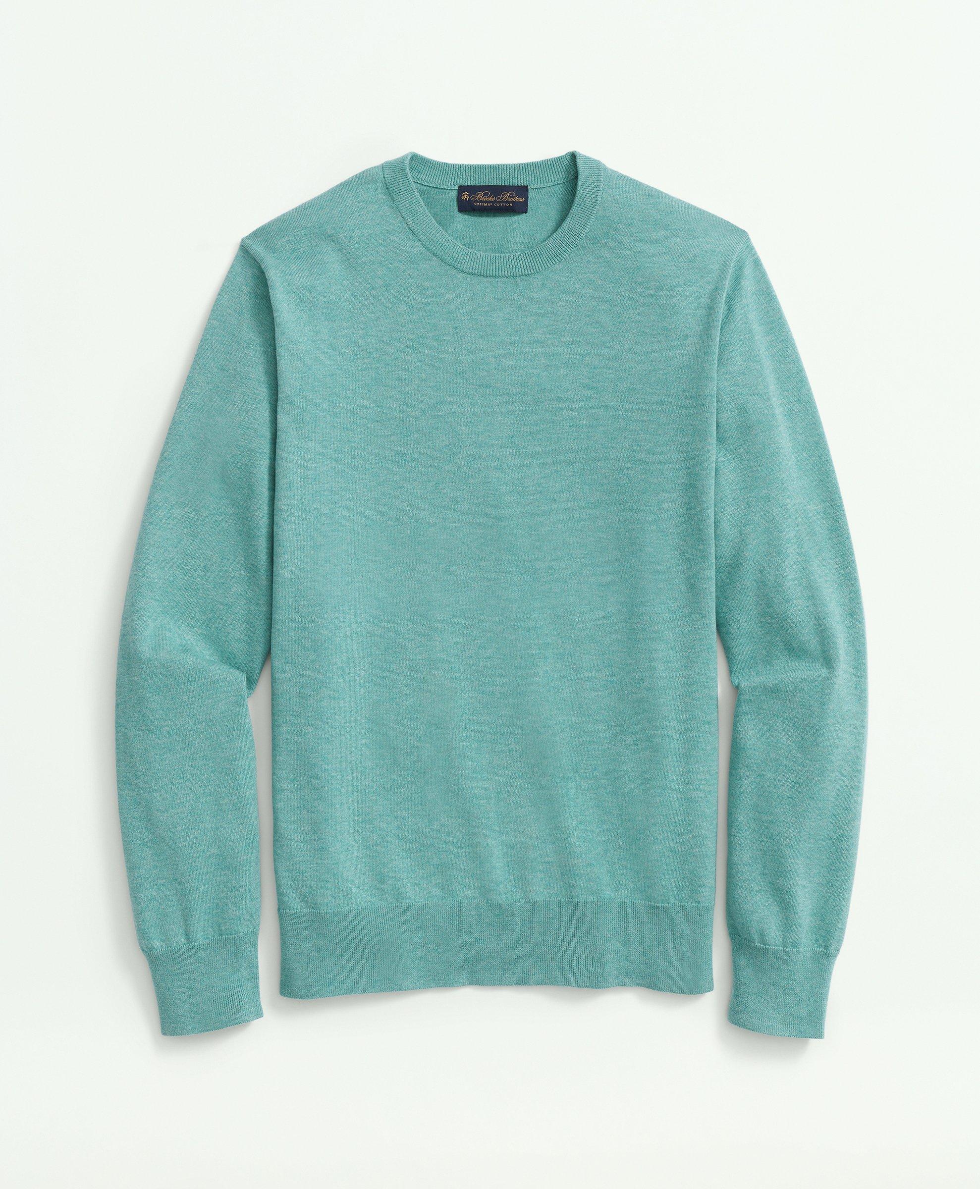 Brooks Brothers Supima Cotton Crewneck Sweater | Green Heather | Size Medium