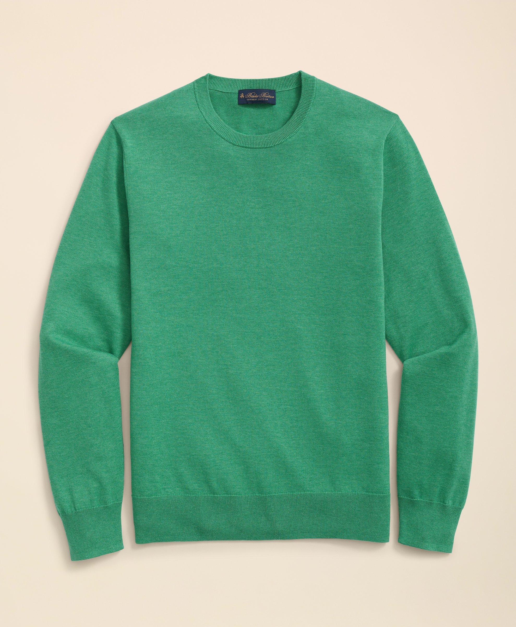 Brooks Brothers Supima Cotton Crewneck Sweater | Green Heather | Size Medium