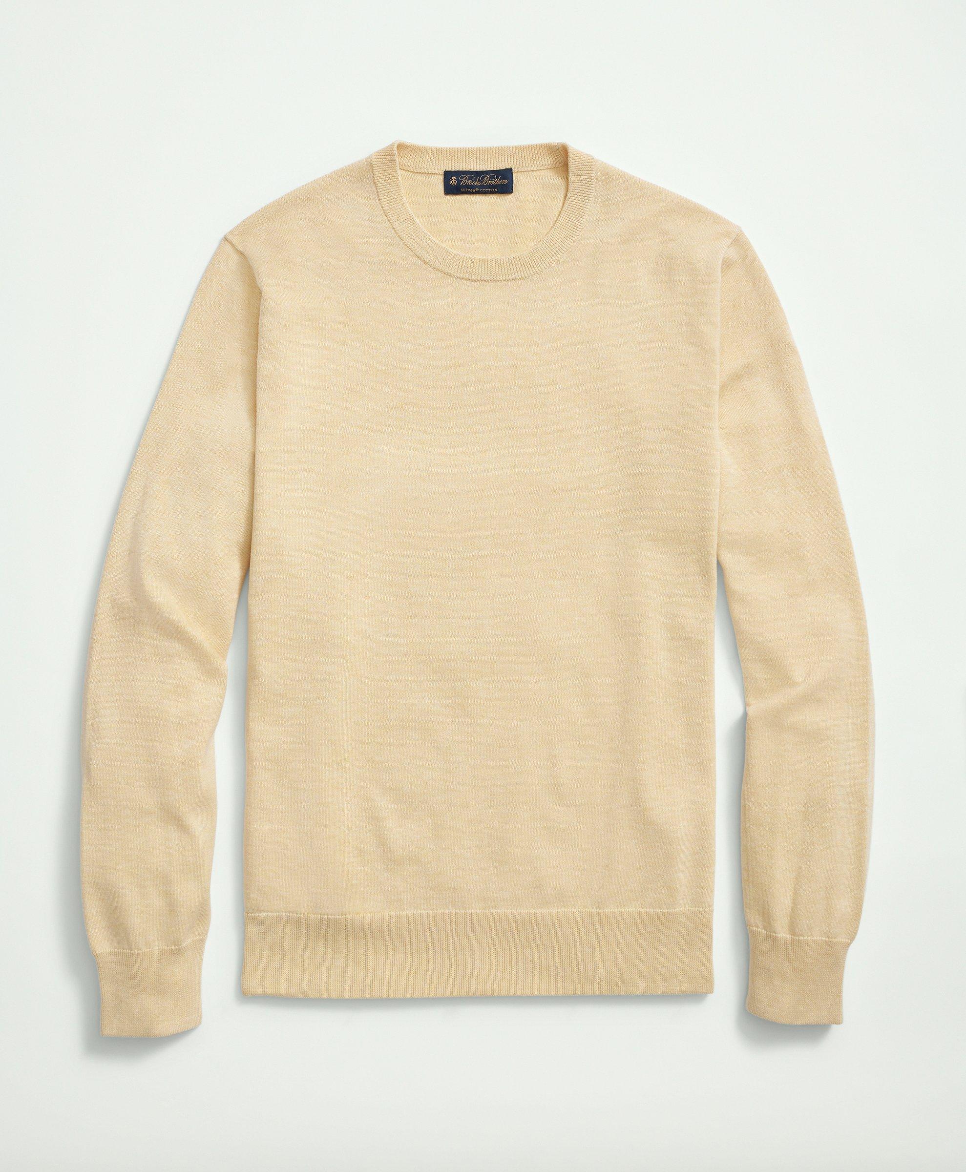 Brooks Brothers Supima Cotton Crewneck Sweater | Yellow Heather | Size Xs