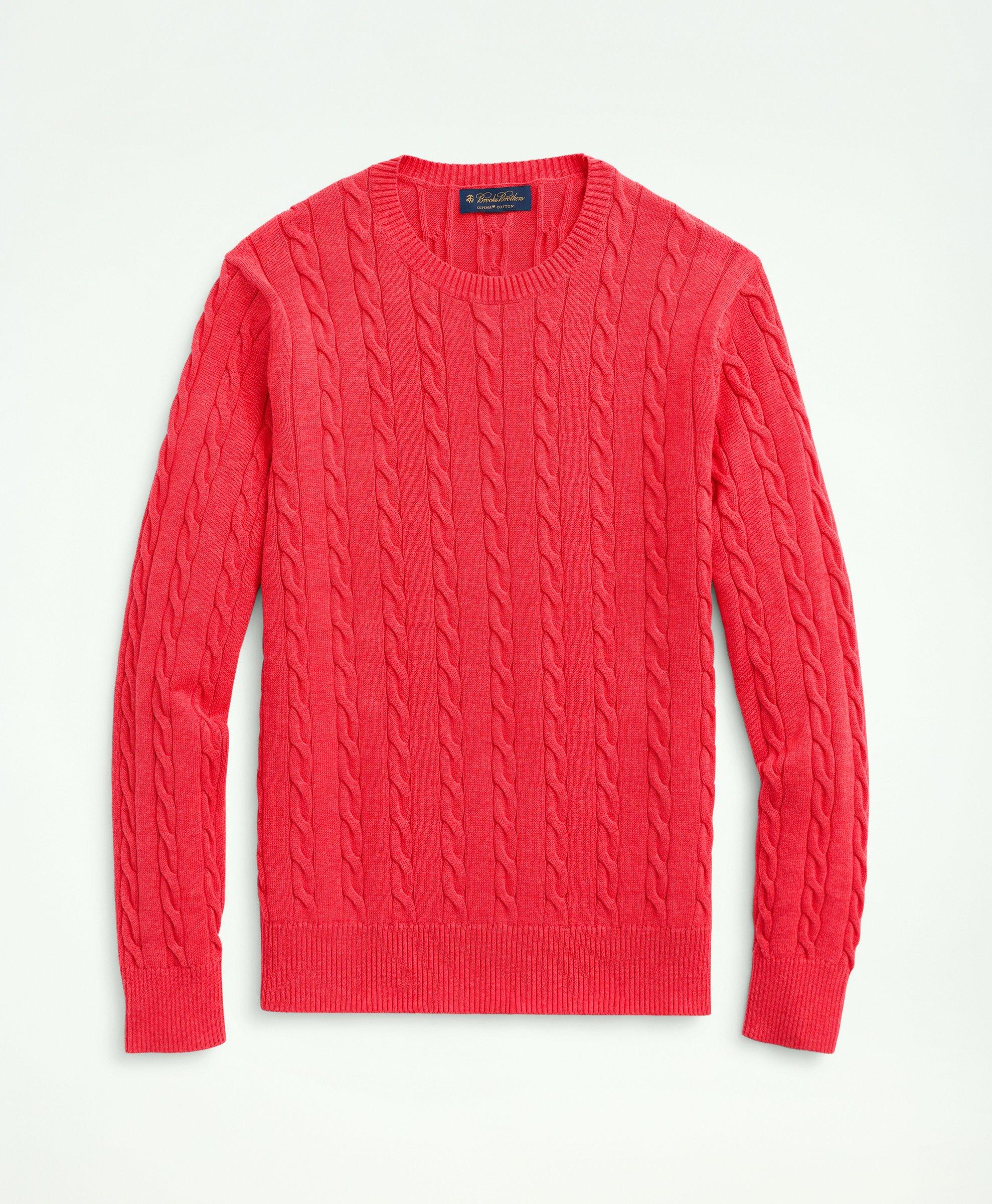 Brooks Brothers Supima Cotton Cable Crewneck Sweater | Brick | Size Small