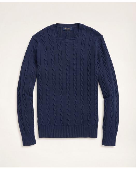 Brooks Brothers Supima Cotton Cable Crewneck Sweater | Navy | Size 2xl