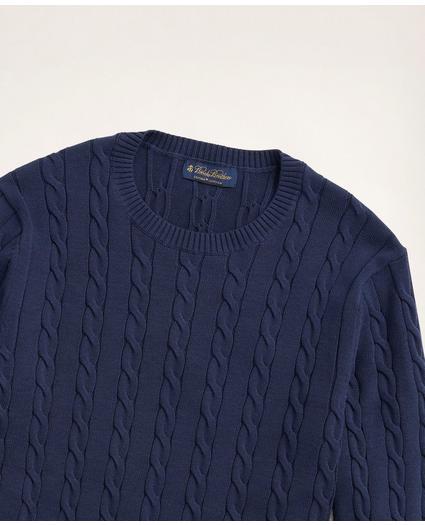Supima Cotton Cable Crewneck Sweater