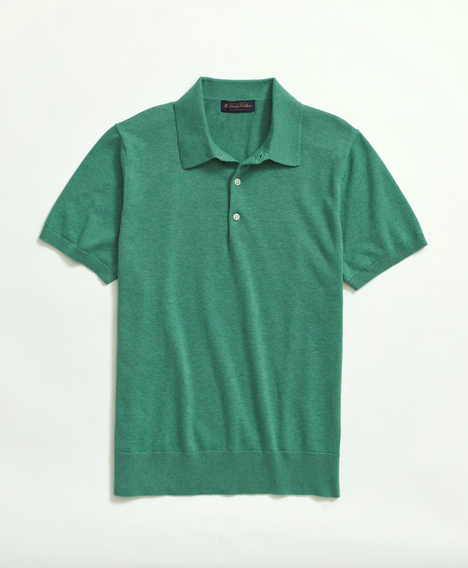 Brooks Brothers Supima Cotton Short-sleeve Polo Sweater | Green | Size Large