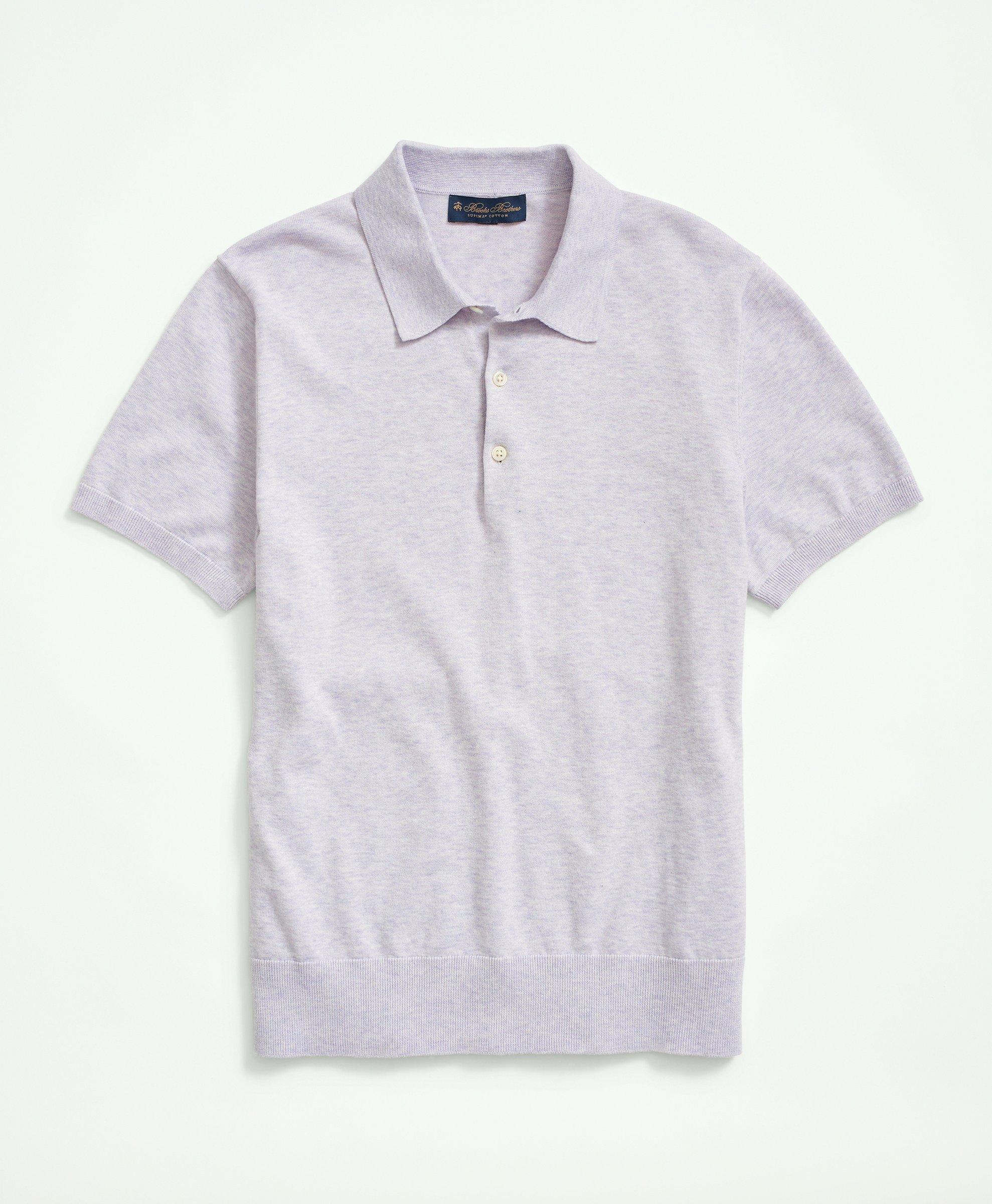 Brooks Brothers Supima Cotton Short-sleeve Polo Sweater | Light Purple Heather | Size 2xl
