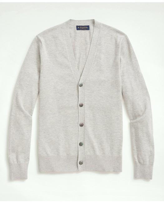 Brooks Brothers Supima Cotton Button-front Cardigan | Grey Heather | Size Large