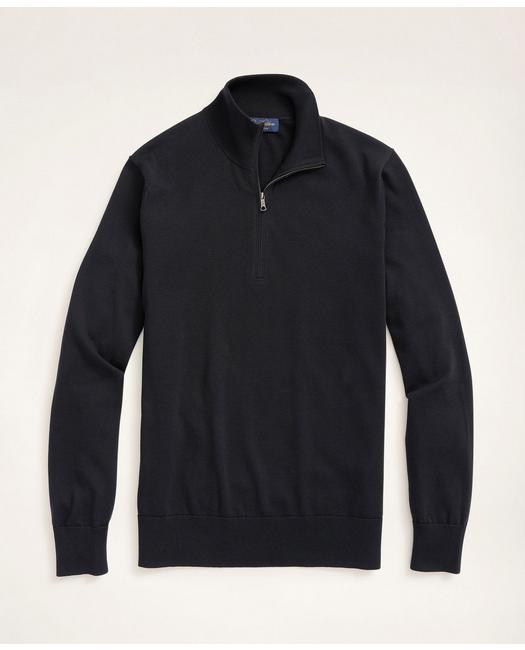 Brooks Brothers Supima Cotton Half-zip Sweater | Black | Size Xs