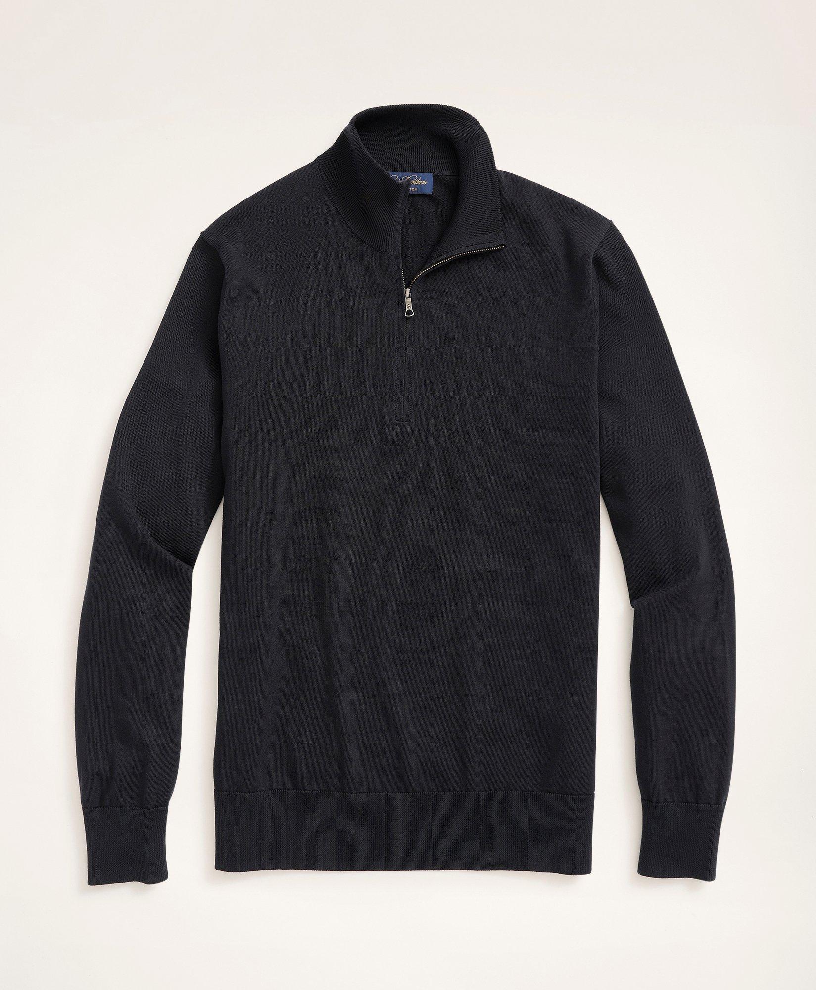 Brooks Brothers Supima Cotton Half-zip Sweater | Black | Size Xs