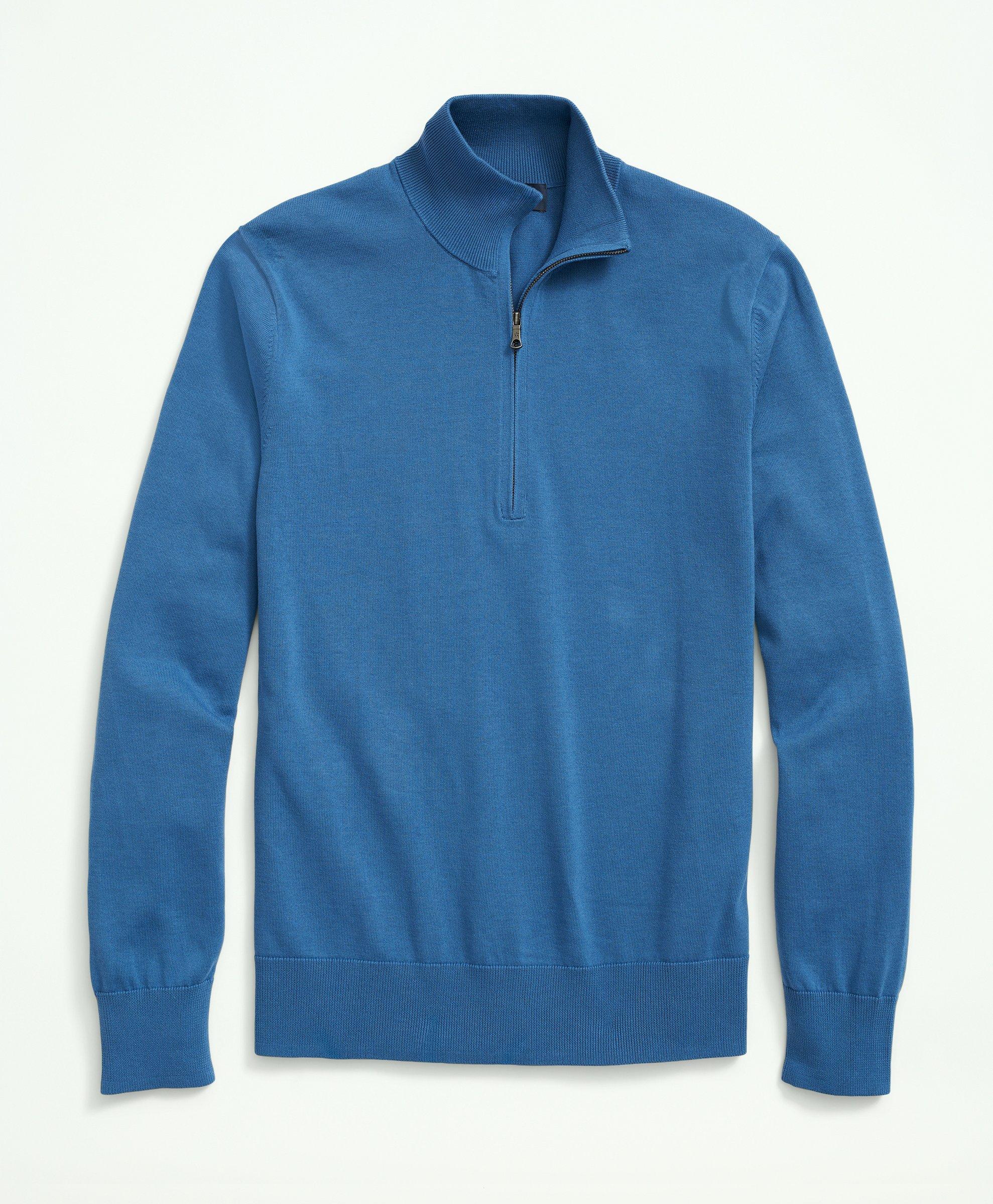 Brooks Brothers Supima Cotton Half-zip Sweater | Blue | Size Small