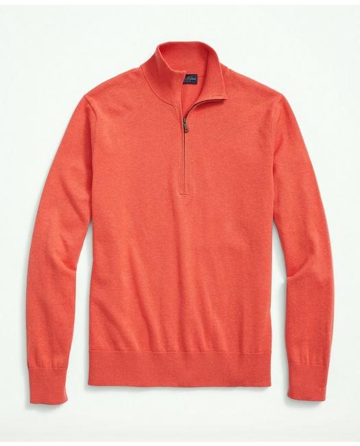 Brooks Brothers Supima Cotton Half-zip Sweater | Bright Orange | Size Small
