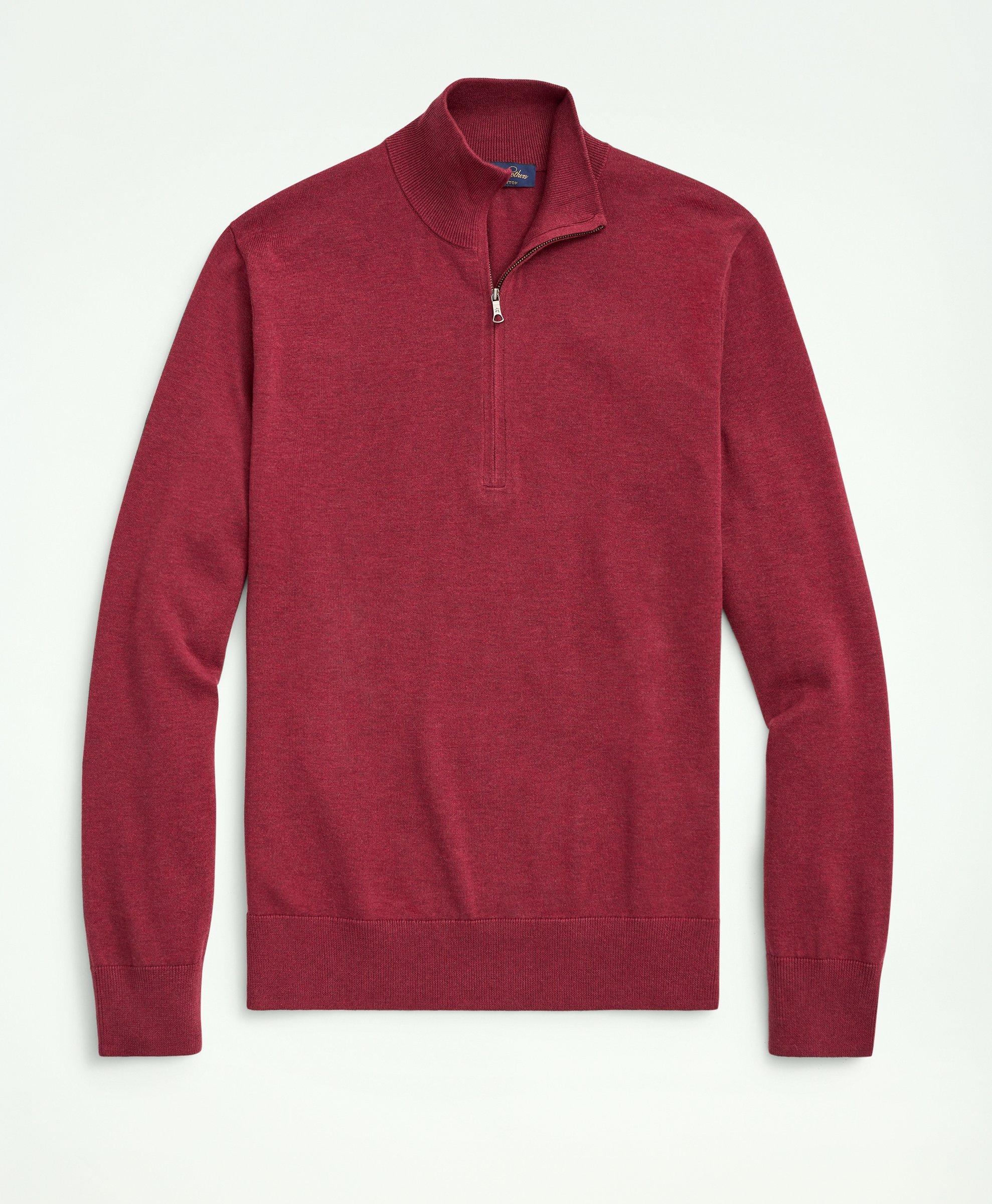 Brooks Brothers Supima Cotton Half-zip Sweater | Burgundy | Size Small