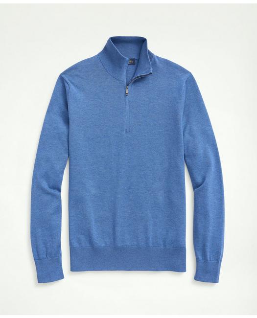 Shop Brooks Brothers Supima Cotton Half-zip Sweater | Dark Blue Heather | Size Small