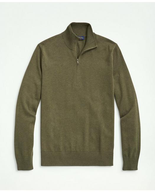 Brooks Brothers Supima Cotton Half-zip Sweater | Green | Size Xs