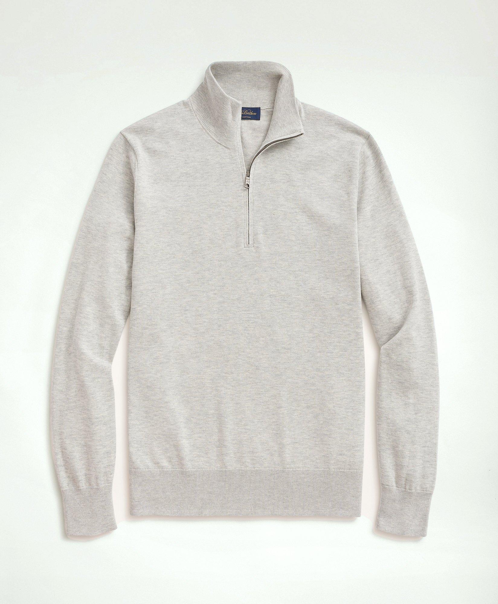 Brooks Brothers Supima Cotton Half-zip Sweater | Grey Heather | Size Large