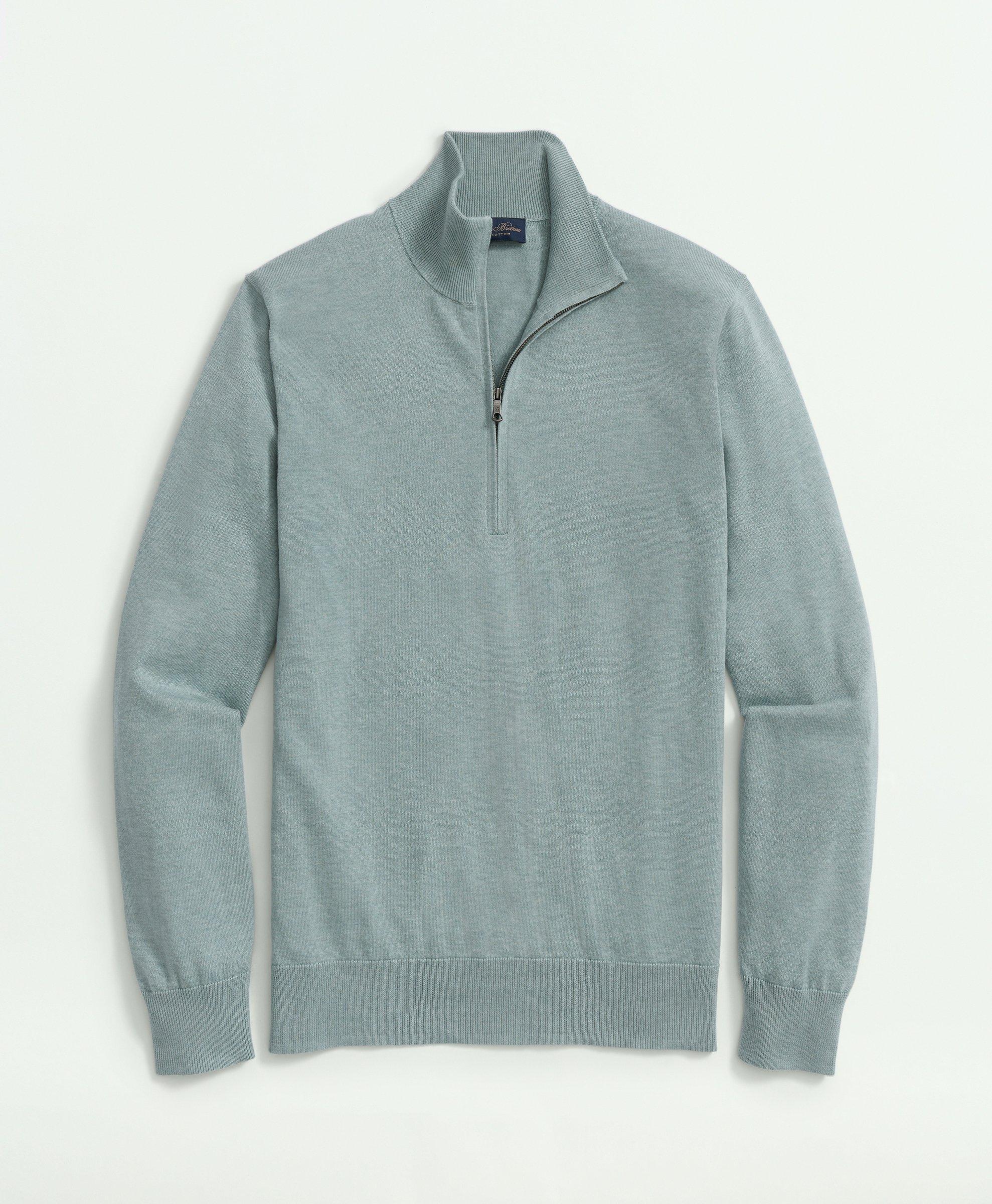 Brooks Brothers Supima Cotton Half-zip Sweater | Jade Heather | Size Small