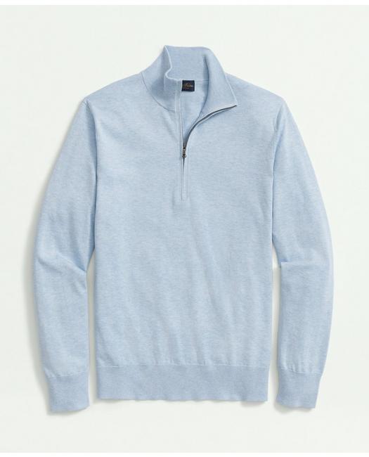 Shop Brooks Brothers Supima Cotton Half-zip Sweater | Light Blue Heather | Size Medium