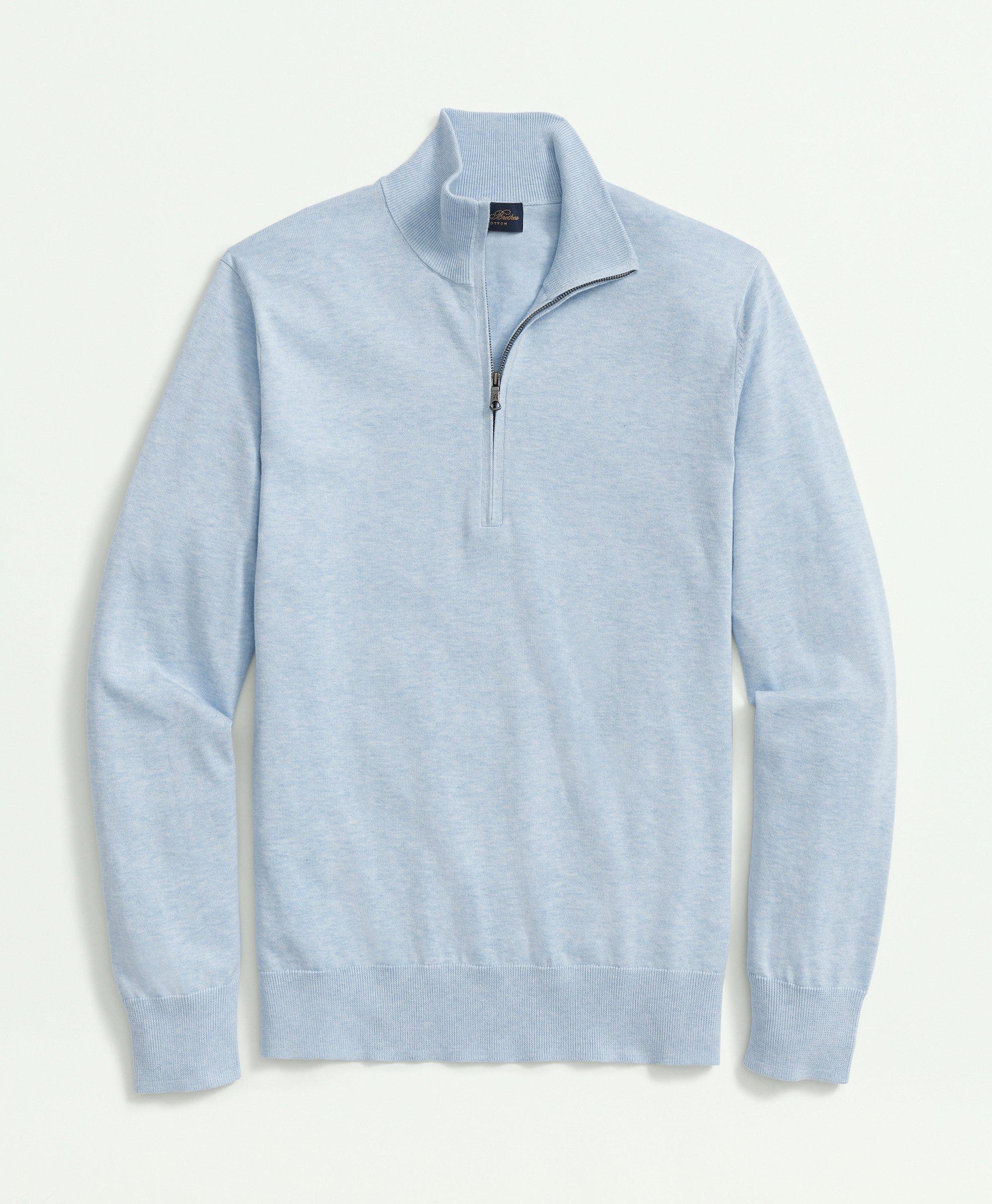 Shop Brooks Brothers Supima Cotton Half-zip Sweater | Light Blue Heather | Size 2xl