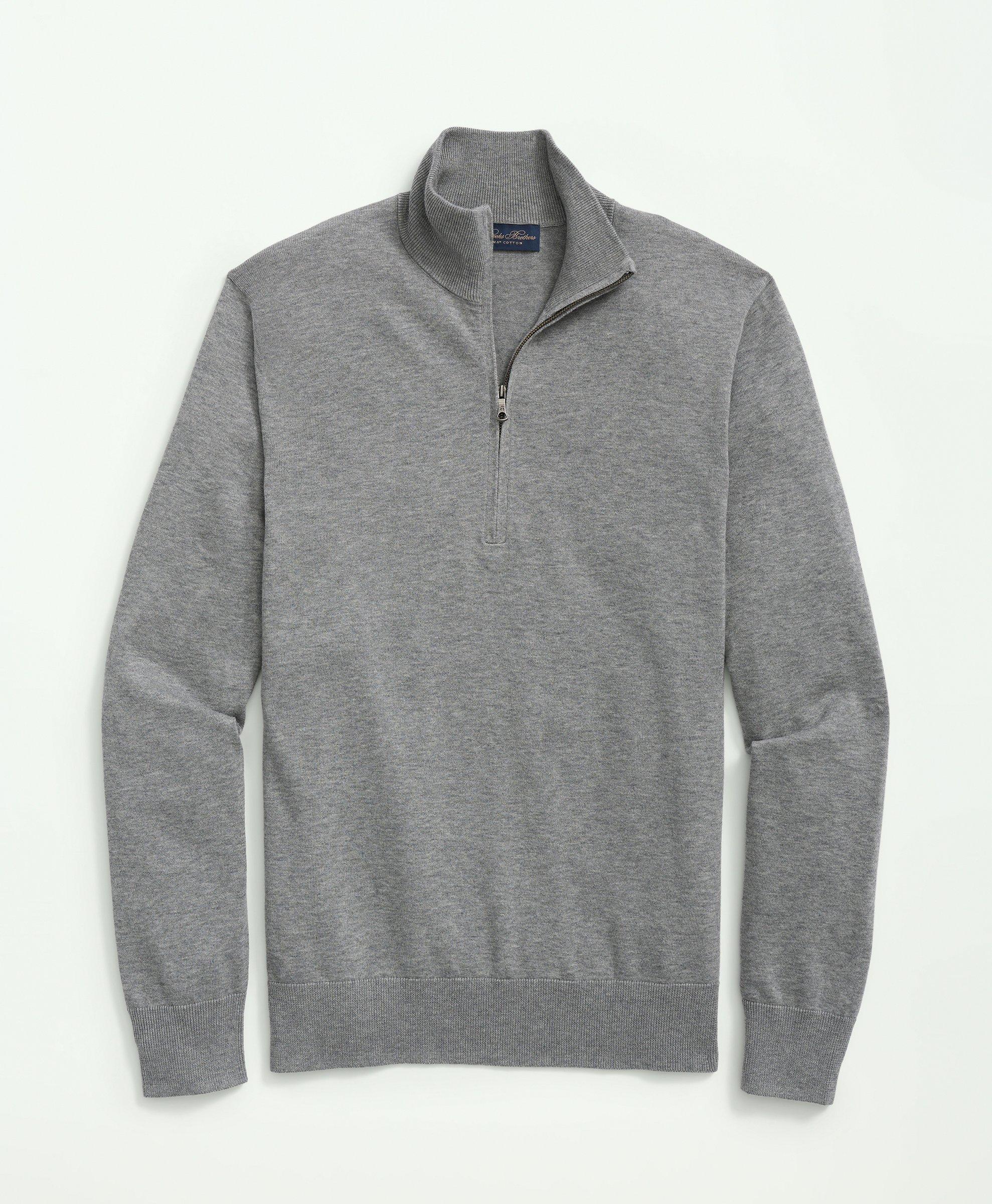 Brooks Brothers Supima Cotton Half-zip Sweater | Grey Heather | Size Xl In Grey Heather