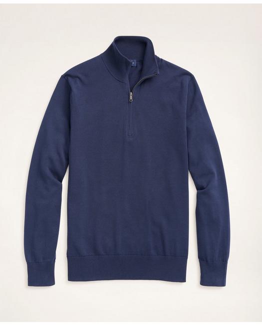 Brooks Brothers Supima Cotton Half-zip Sweater | Navy | Size Xl